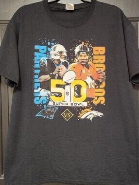 Broncos vs Panthers Superbowl 50 Shirt Size Large Peyton Manning Tee Football